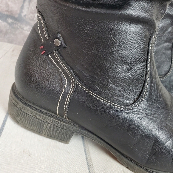 s.Oliver  Winter Tall Leather Boots Lined Faux Fur Black Size 38 - Picture 8 of 16